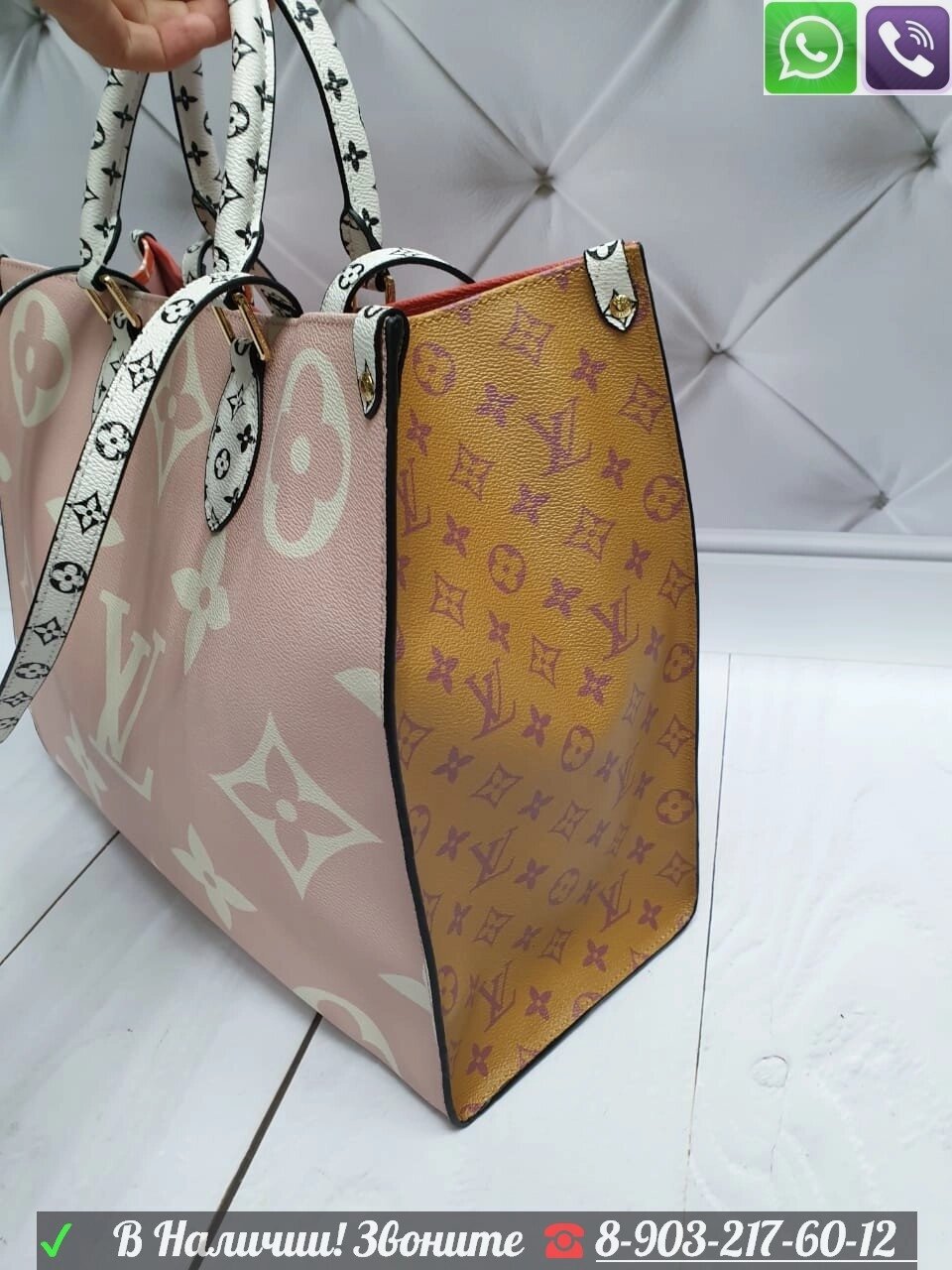 Сумка louis vuitton giant monogram Onthego Двухцветная Пудровый от компании Интернет Магазин брендовых сумок и обуви - фото 1