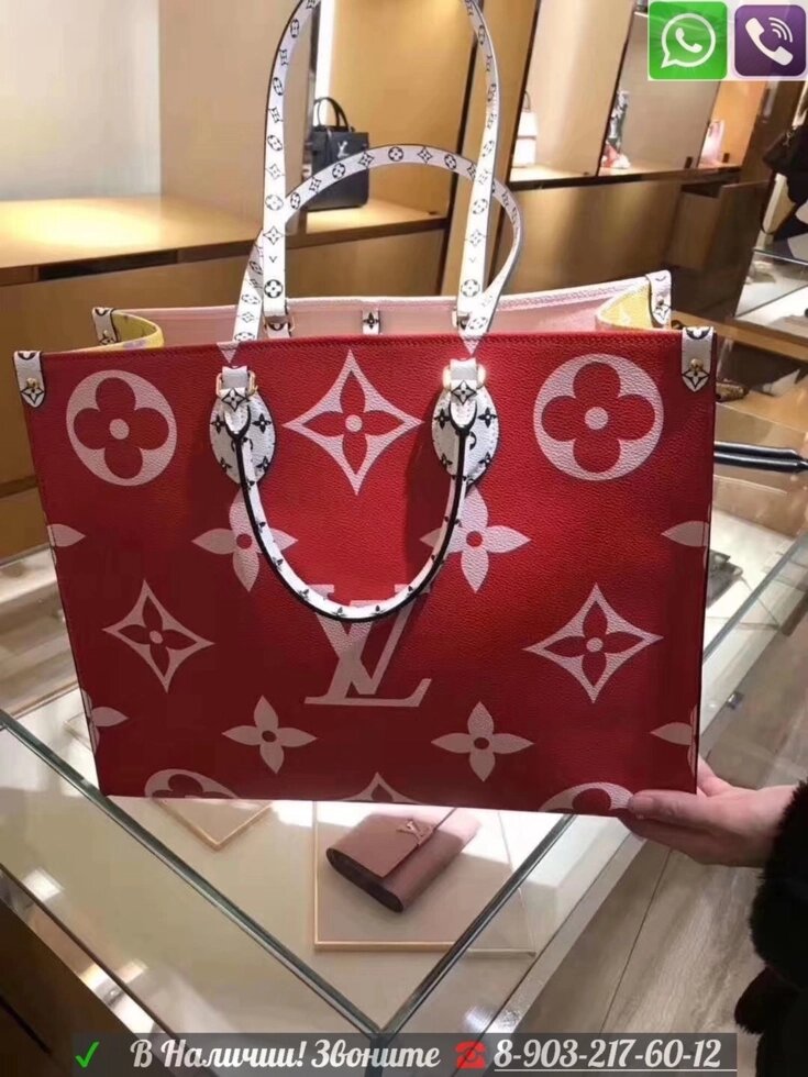 Сумка louis vuitton giant monogram Onthego Хакки Болотная Красный от компании Интернет Магазин брендовых сумок и обуви - фото 1