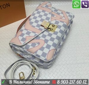 Сумка Louis vuitton Metis Pochette Metis Белая с розовым рисунком