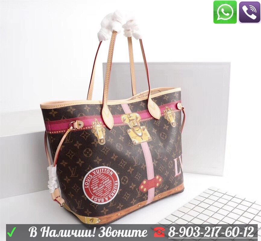 Сумка Louis Vuitton Neverfull Azur Monogram Trunk Принт Луи Витон от компании Интернет Магазин брендовых сумок и обуви - фото 1