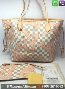 Сумка Louis Vuitton Neverfull Mm Ballerine Azur Белая Виттон с рисунком