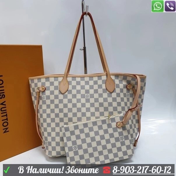 Сумка Louis Vuitton Neverfull MM Белый от компании Интернет Магазин брендовых сумок и обуви - фото 1