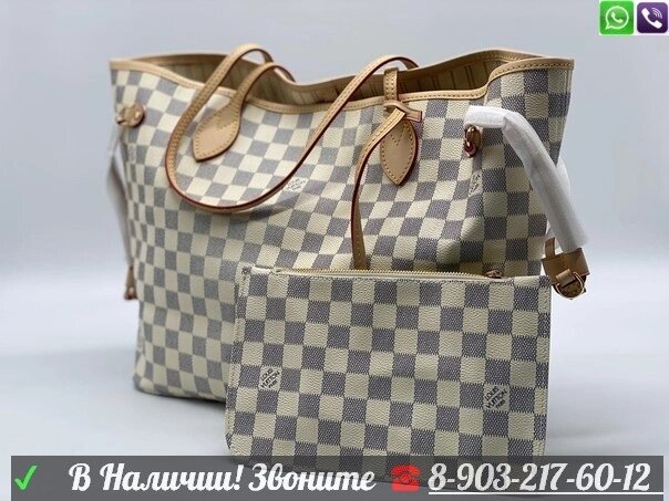 Сумка Louis Vuitton Neverfull MM Белый от компании Интернет Магазин брендовых сумок и обуви - фото 1