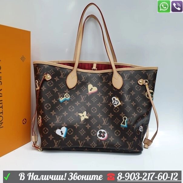 Сумка Louis Vuitton NEVERFULL с принтом ключики замочки от компании Интернет Магазин брендовых сумок и обуви - фото 1