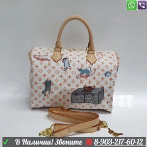 Сумка Louis Vuitton Speedy c кошками