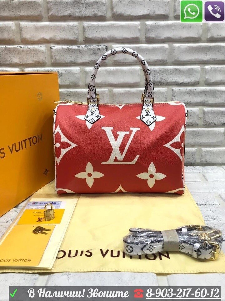 Сумка Louis Vuitton Speedy Giant Monogram Луи Виттон красная от компании Интернет Магазин брендовых сумок и обуви - фото 1