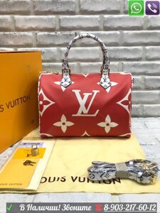 Сумка Louis Vuitton Speedy Giant Monogram Луи Виттон красная