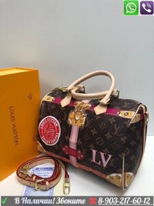 Сумка Louis Vuitton Speedy trunk travel heritage c рисунком Белый