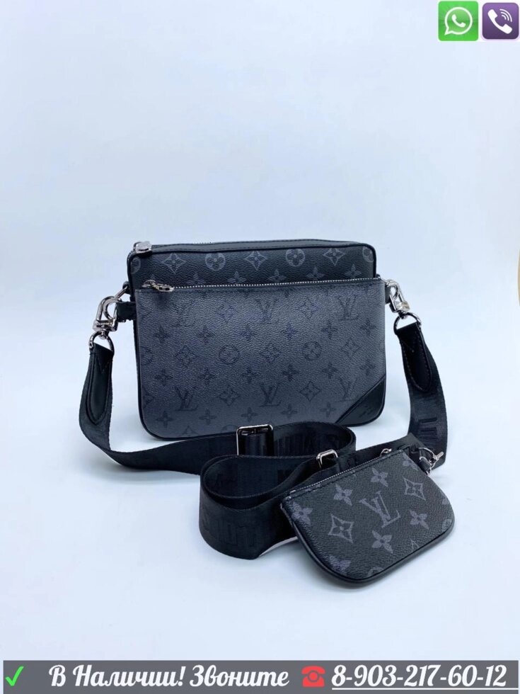 Сумка Louis Vuitton Trio Messenger Белая с черным от компании Интернет Магазин брендовых сумок и обуви - фото 1