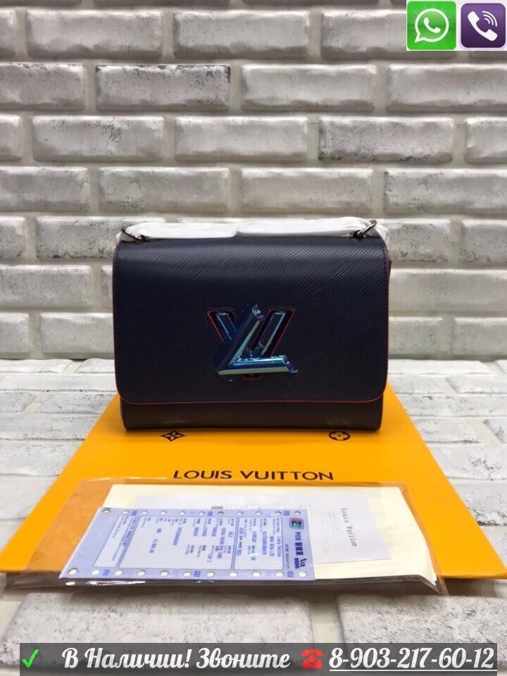 Сумка Louis Vuitton Twist MM Черная c серебряным знаком Синий от компании Интернет Магазин брендовых сумок и обуви - фото 1