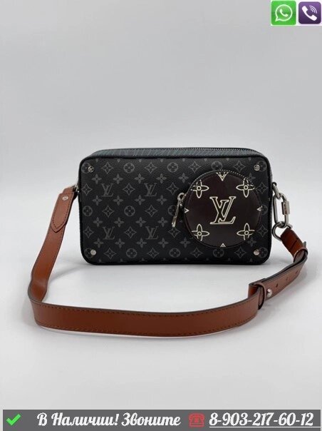 Сумка мессенджер Louis Vuitton Alpha черная от компании Интернет Магазин брендовых сумок и обуви - фото 1