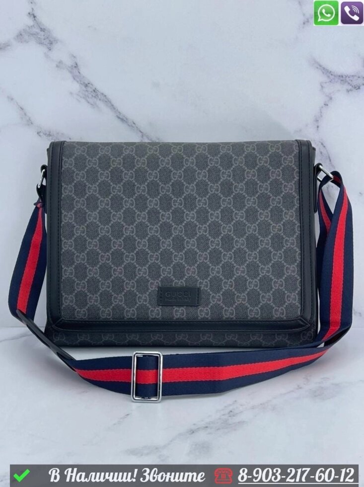 Сумка мужская Gucci через плечо на широком ремне от компании Интернет Магазин брендовых сумок и обуви - фото 1