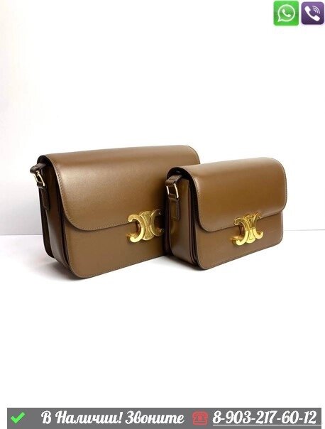 Сумка на плечо Celine Triomphe коричневая от компании Интернет Магазин брендовых сумок и обуви - фото 1