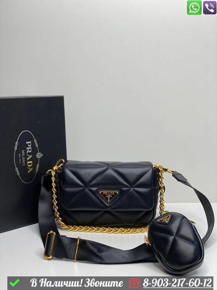 Сумка Prada черная от компании Интернет Магазин брендовых сумок и обуви - фото 1