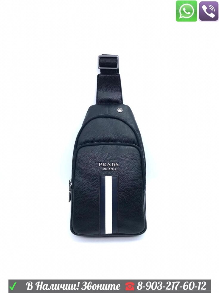 Сумка Prada Sling через плечо Прада черная от компании Интернет Магазин брендовых сумок и обуви - фото 1