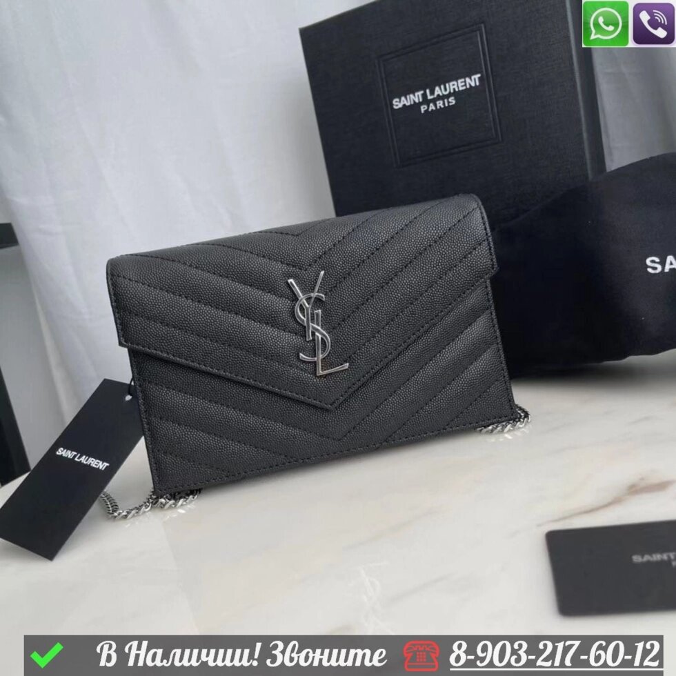 Сумка Saint Laurent Monogram mini черная от компании Интернет Магазин брендовых сумок и обуви - фото 1