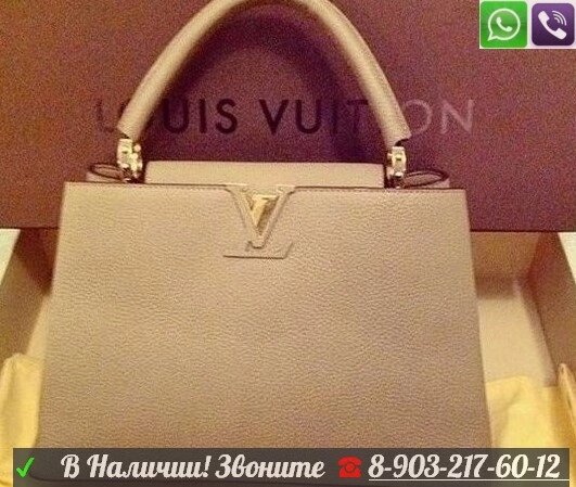 Сумка серая Louis Vuitton Capucines LV от компании Интернет Магазин брендовых сумок и обуви - фото 1