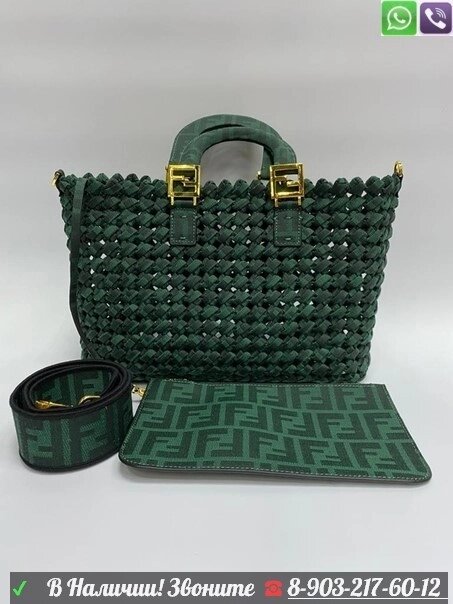 Сумка шоппер Fendi PEEKABOO ICONIC Зеленый от компании Интернет Магазин брендовых сумок и обуви - фото 1