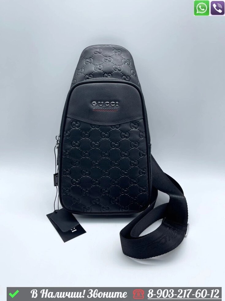 Сумка слинг Gucci черная от компании Интернет Магазин брендовых сумок и обуви - фото 1