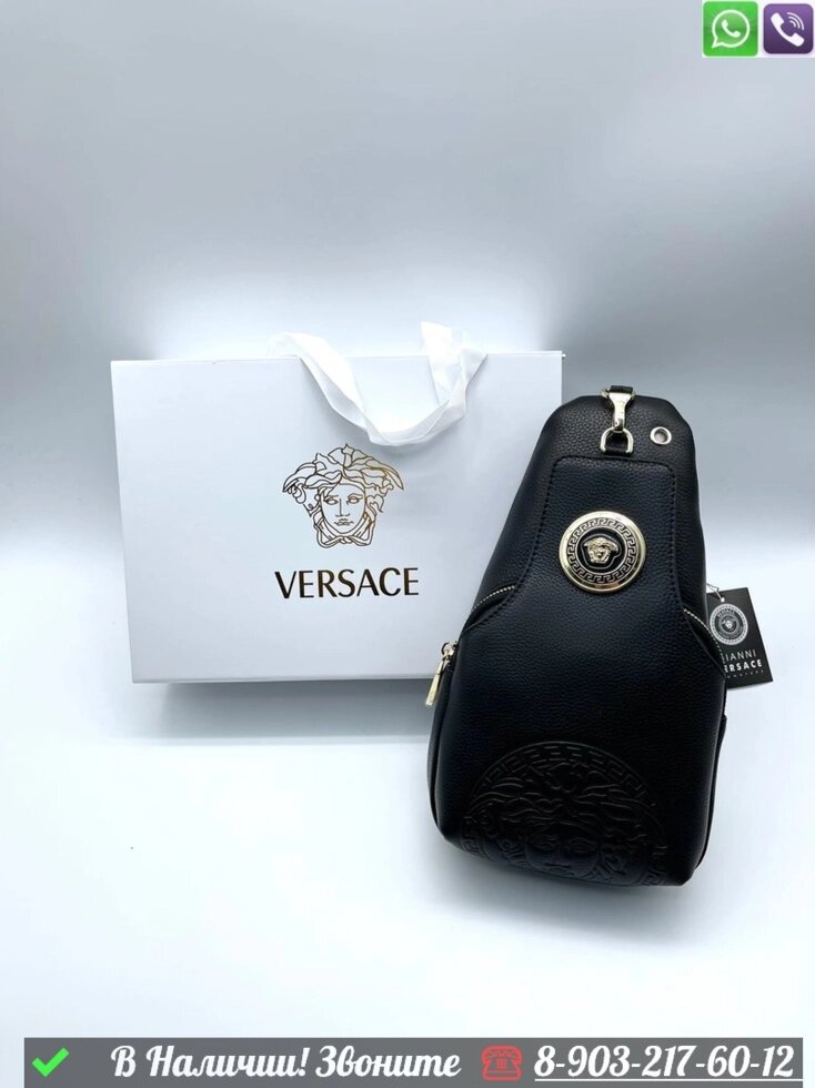 Сумка слинг Versace черная от компании Интернет Магазин брендовых сумок и обуви - фото 1