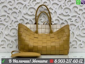 Сумка тоут Bottega Veneta Cabat Горчичный Серебристый