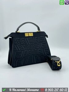 Сумка тоут Fendi Peekaboo Iseeu тканевая Черный