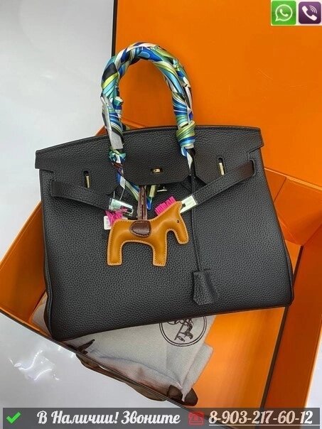 Сумка тоут Hermes Birkin кожаная Черный от компании Интернет Магазин брендовых сумок и обуви - фото 1