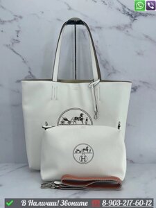 Сумка тоут Hermes с косметичкой внутри Бордовый