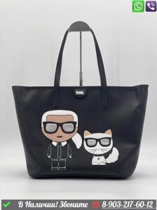 Сумка тоут Karl Lagerfeld кожаная черная