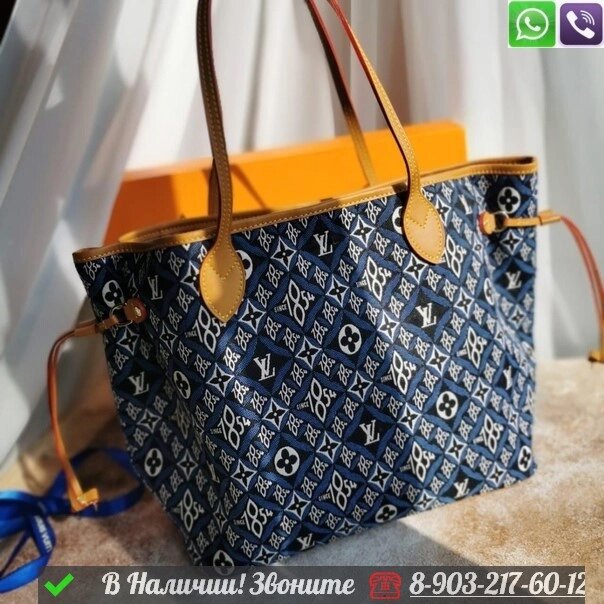 Сумка тоут Louis Vuitton Neverfull синяя от компании Интернет Магазин брендовых сумок и обуви - фото 1