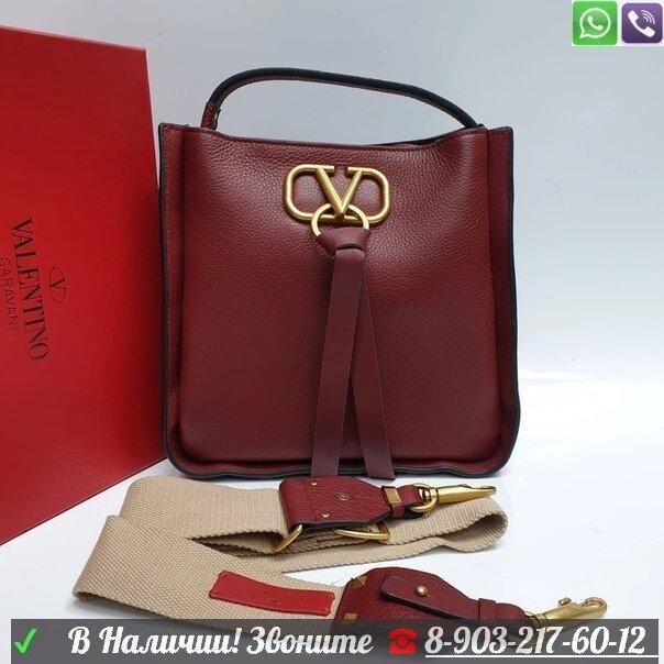 Сумка Valentino Escape с красной лентой Бордовый от компании Интернет Магазин брендовых сумок и обуви - фото 1
