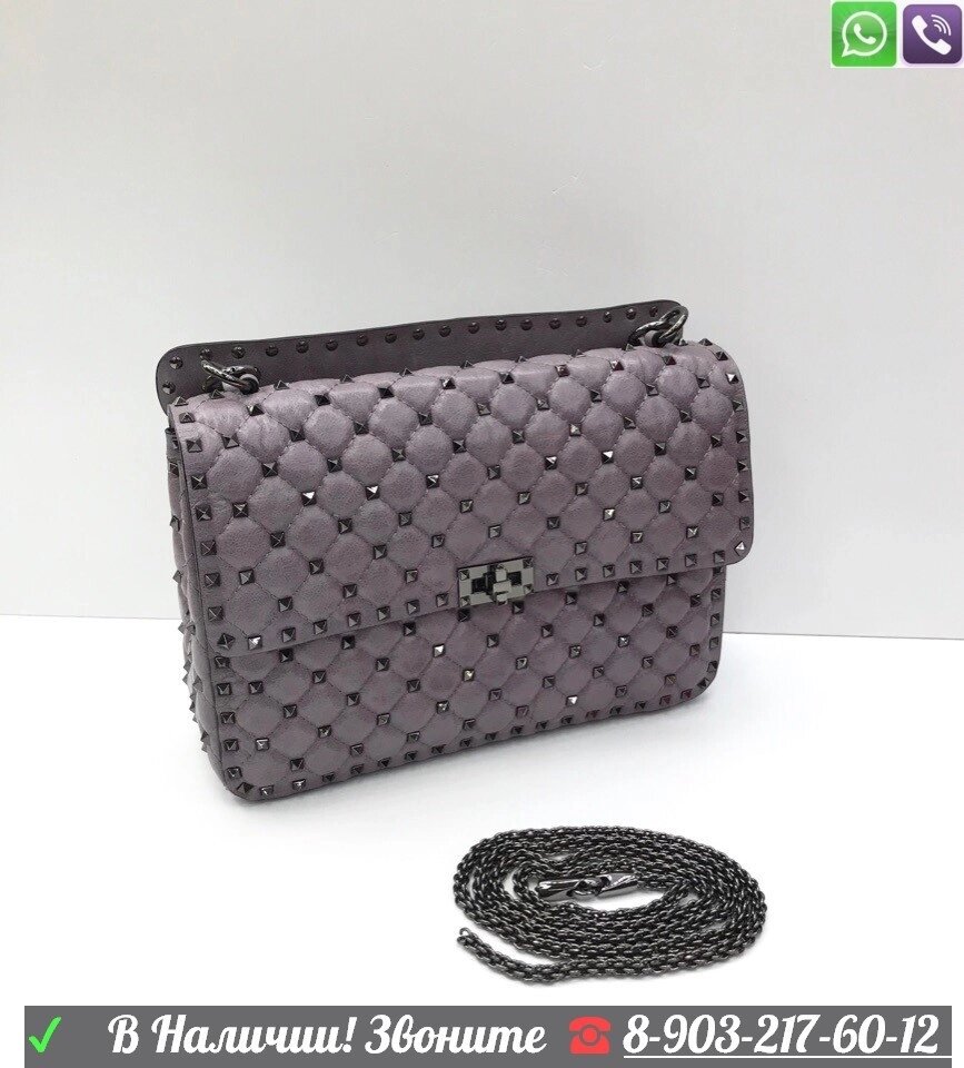 Сумка Valentino Garavani Rockstud Spike большая Фиолетовый от компании Интернет Магазин брендовых сумок и обуви - фото 1