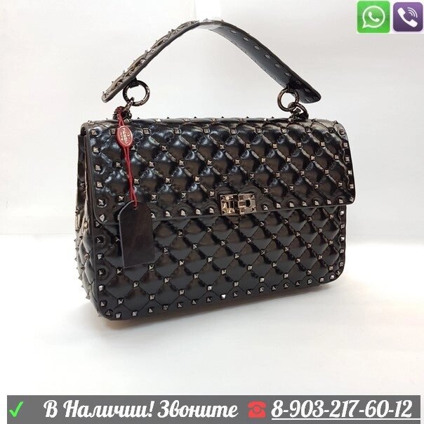 Сумка Valentino Garavani Rockstud Spike черная от компании Интернет Магазин брендовых сумок и обуви - фото 1