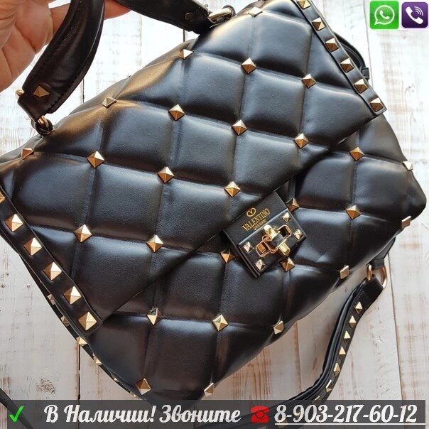 Сумка Valentino Garavani Rockstud Spike черный от компании Интернет Магазин брендовых сумок и обуви - фото 1
