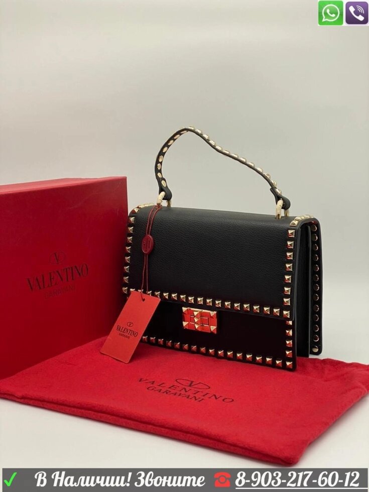 Сумка Valentino Garavani rockstud Валентино черная от компании Интернет Магазин брендовых сумок и обуви - фото 1