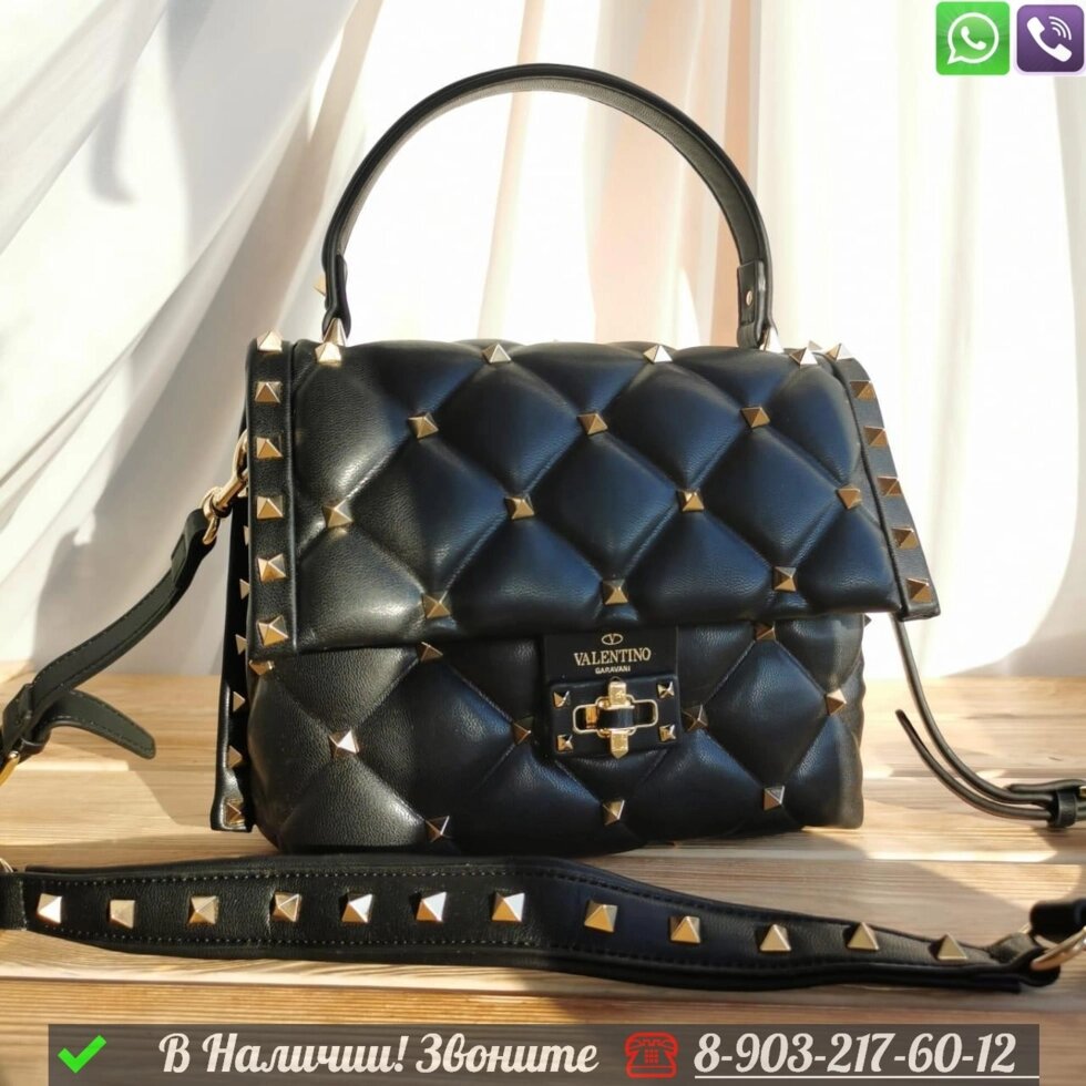 Сумка Valentino Roman Stud черная от компании Интернет Магазин брендовых сумок и обуви - фото 1