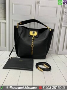 Сумка Valentino V logo escape Hobo черная шоппер