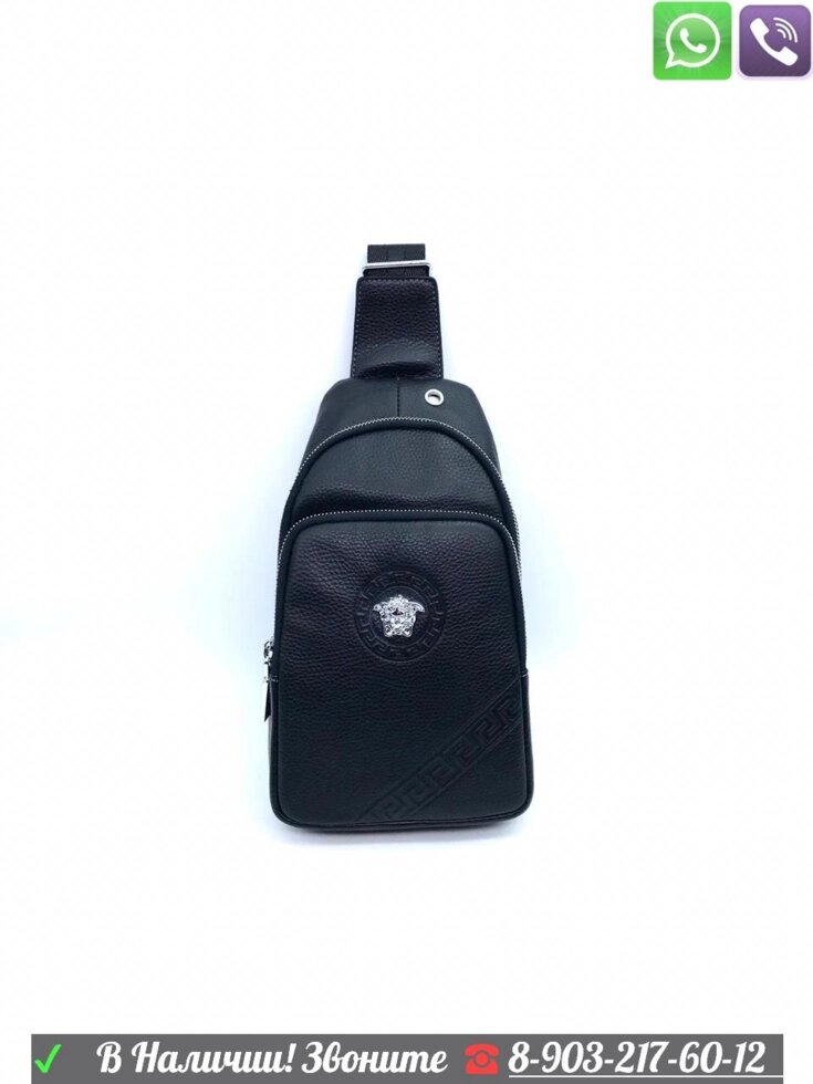 Сумка Versace Sling через плечо Версаче черный от компании Интернет Магазин брендовых сумок и обуви - фото 1