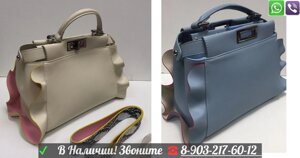 Сумки Фенди Fendi Peekaboo Пикабу Wave Mini Кожа Матовая Бежевый