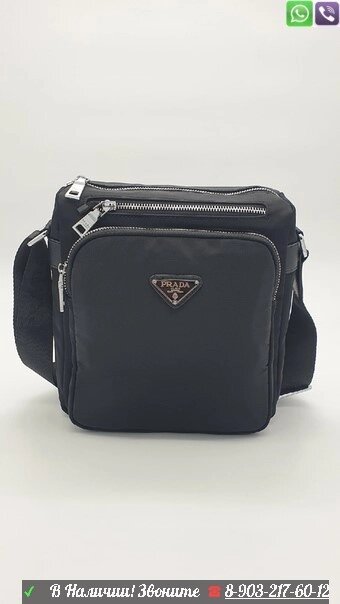 Тканевая сумка Prada чёрная от компании Интернет Магазин брендовых сумок и обуви - фото 1