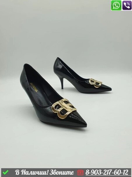 Туфли Balenciaga BB лакированные черные от компании Интернет Магазин брендовых сумок и обуви - фото 1