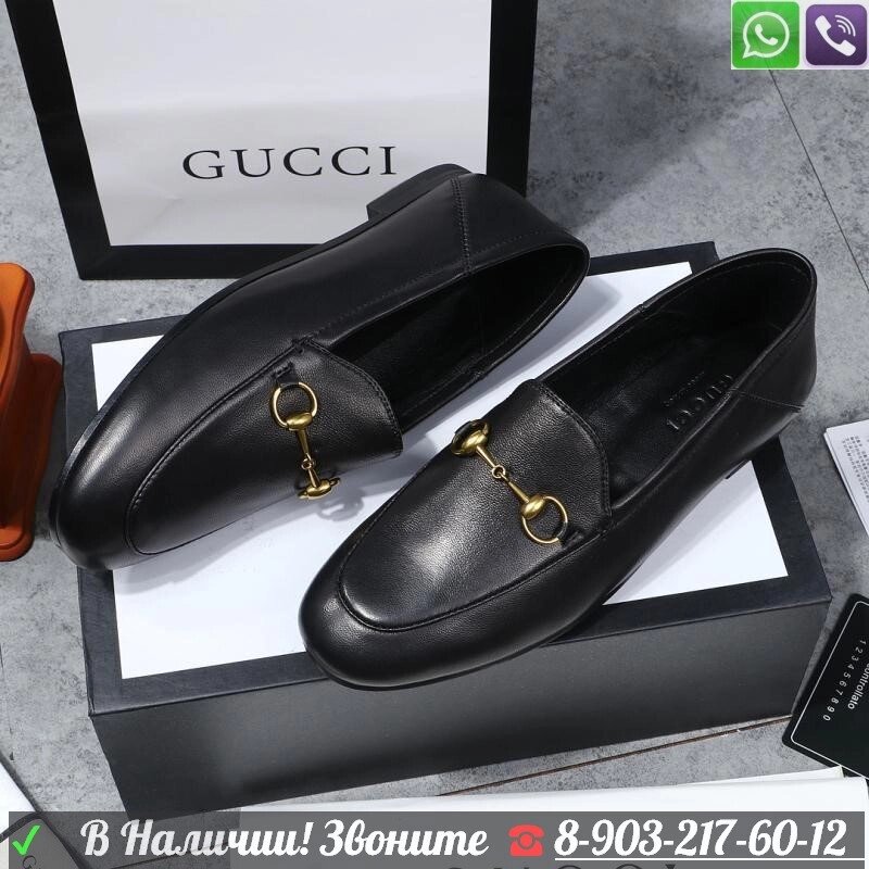 Туфли Gucci Brixton черные от компании Интернет Магазин брендовых сумок и обуви - фото 1