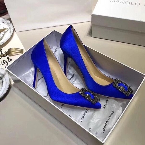 Туфли Manolo Blahnik Hangisi с пряжкой Синий от компании Интернет Магазин брендовых сумок и обуви - фото 1