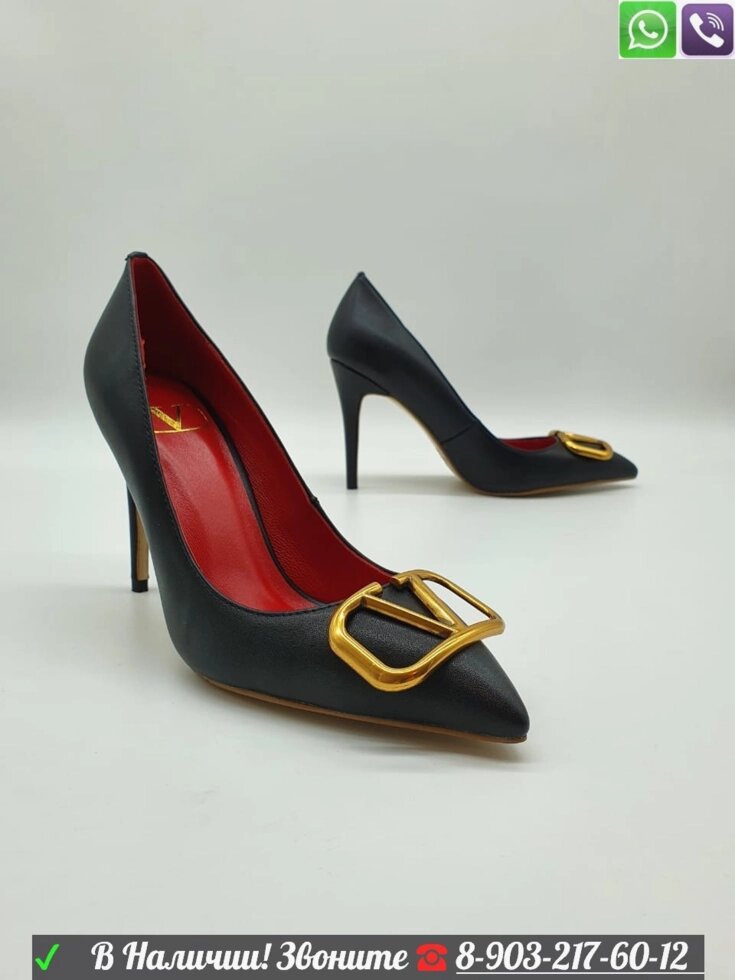 Туфли Valentino Garavani Vlogo черные от компании Интернет Магазин брендовых сумок и обуви - фото 1