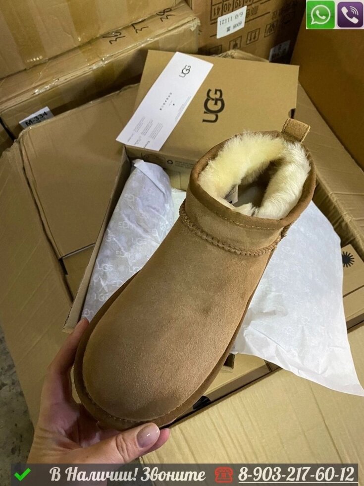 Угги UGG Classic низкие Бежевый от компании Интернет Магазин брендовых сумок и обуви - фото 1