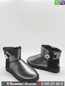 Угги UGG Mini Bailey Button Bling Серебристый