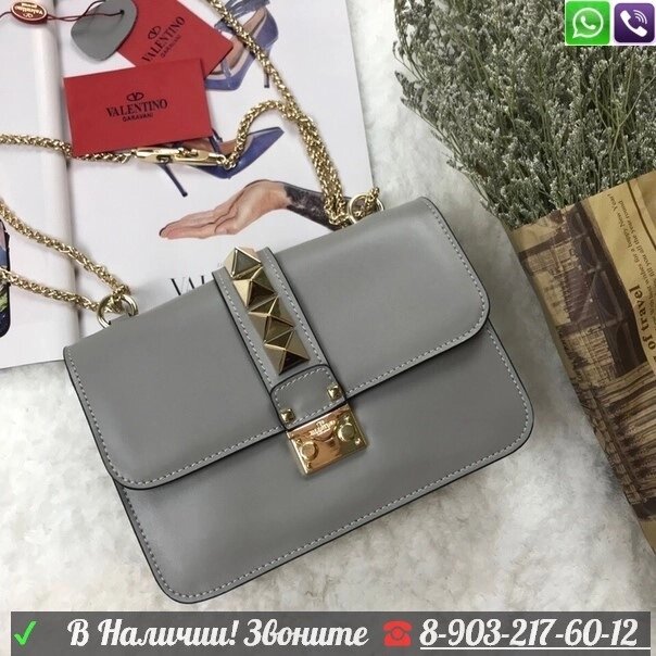 Valentino Garavani Glam Lock сумка Серый от компании Интернет Магазин брендовых сумок и обуви - фото 1