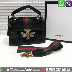 Велюровая Gucci Queen Margaret бархатный клатч с ремнем