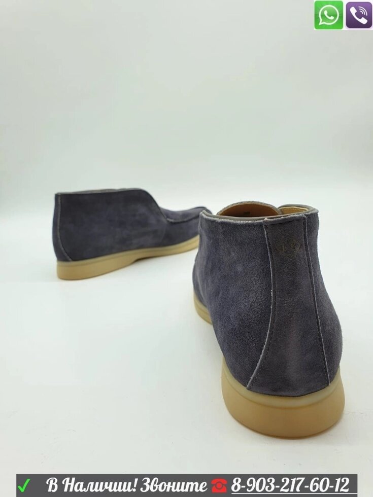 Высокие лоферы Loro Piana замшевые ботинки Полуботинки, Серый от компании Интернет Магазин брендовых сумок и обуви - фото 1