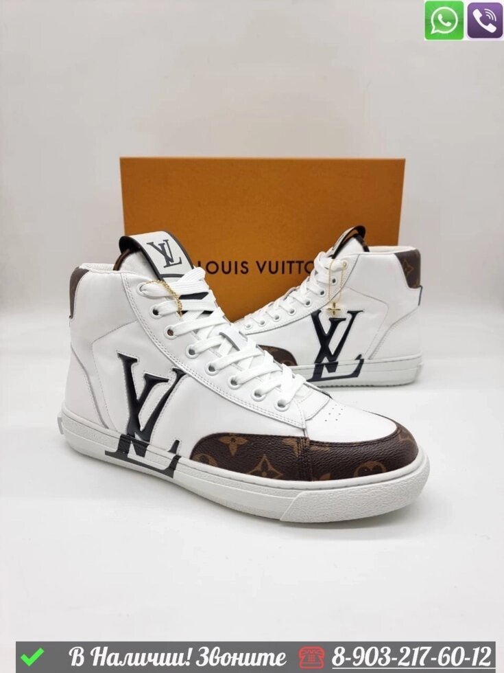Высокие зимние кроссовки Louis Vuitton Charlie с мехом Белый от компании Интернет Магазин брендовых сумок и обуви - фото 1